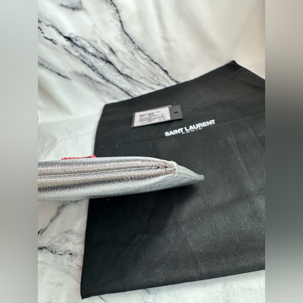 authentic YSL Saint Laurent iPad mini Rider zip Pouch with star patches NWT - Picture 12 of 12